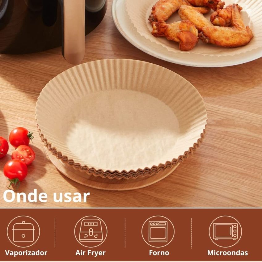 Kit 50 Unidade De Papel Descartável Antiaderente Forro Pra Air Fryer Forno Microondas Fritadeira Panela Anti Oleo E Agua - imagem 5