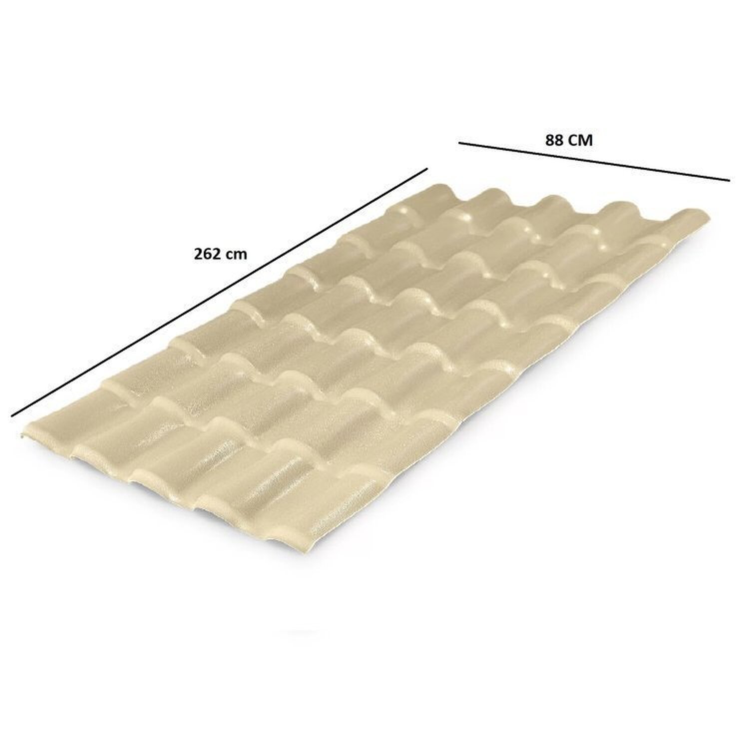 Kit Com 20 Telhas Pvc Colonial 88x262cm Lux Telhas Marfim