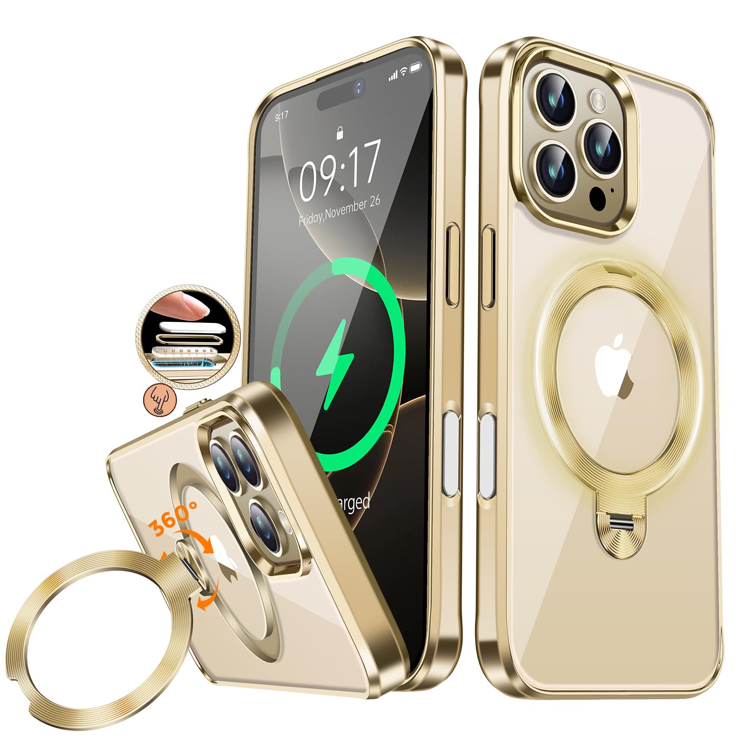 [capa] Capa Magnética Whweiya Cd Metal Ring Para Iphone 16 Pro Max