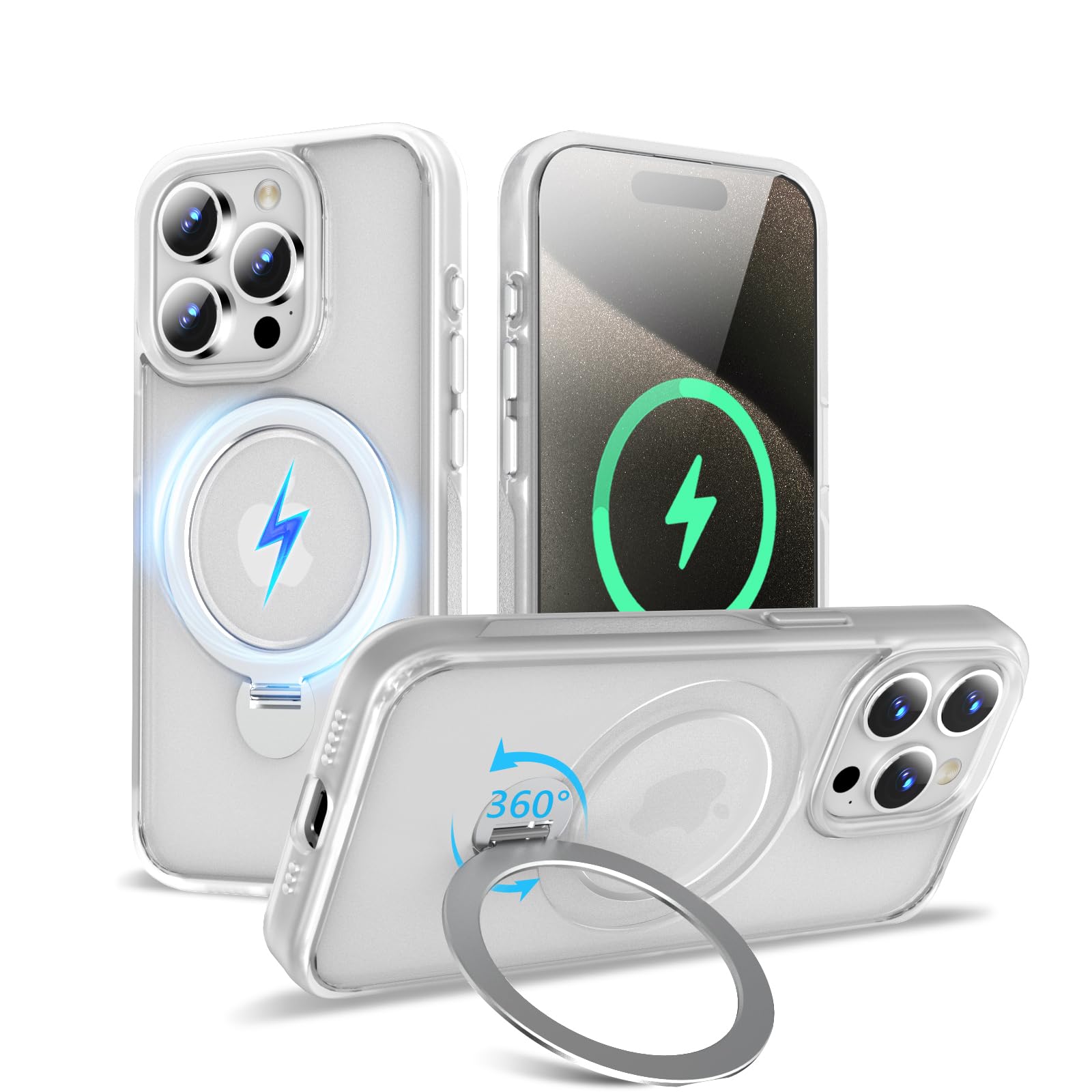 Capa De Telefone Taeliortech 2025 Para Iphone 15 Pro Com Suporte Branco