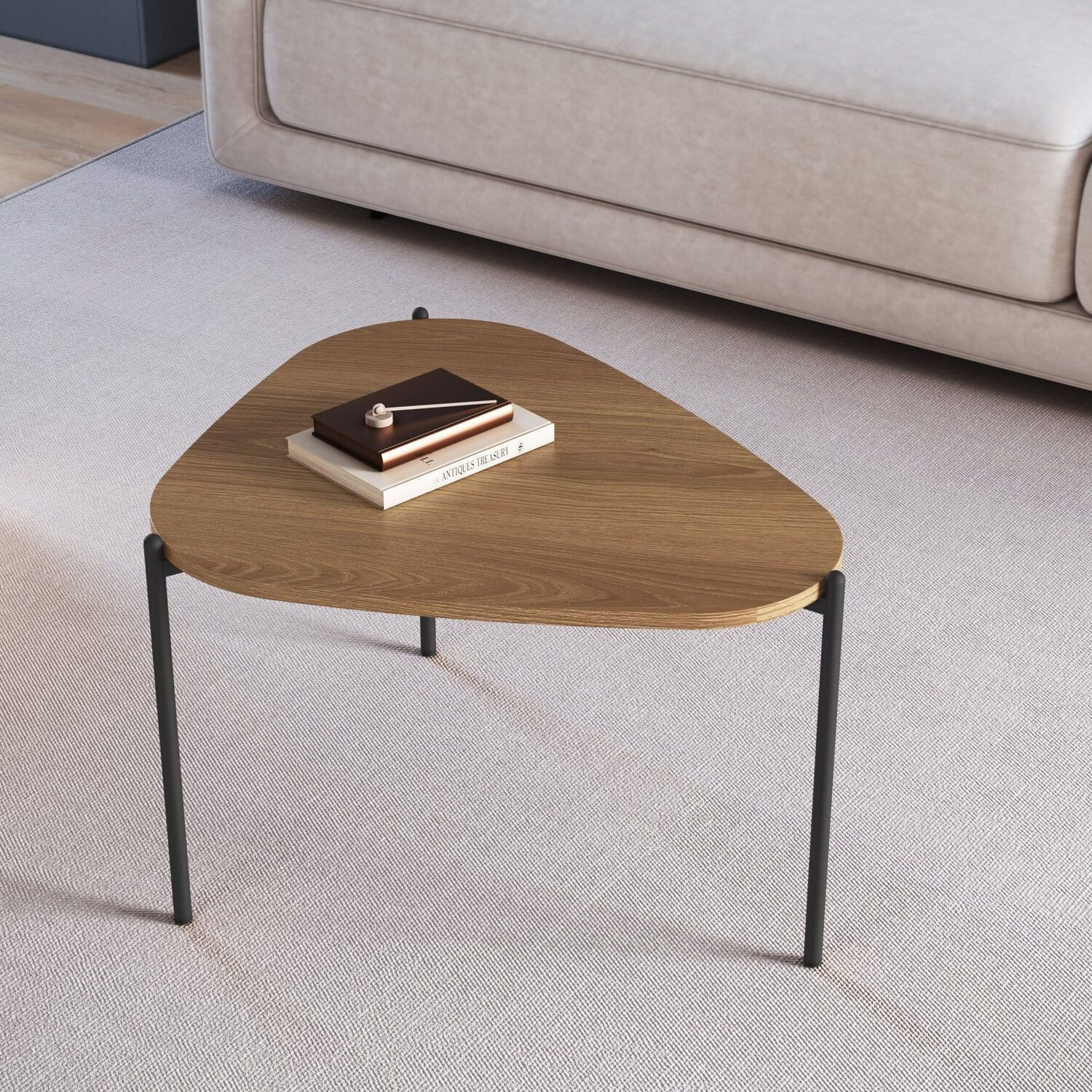 Mesa De Centro Orgânica Pé Metal Complementos Hanover/preto