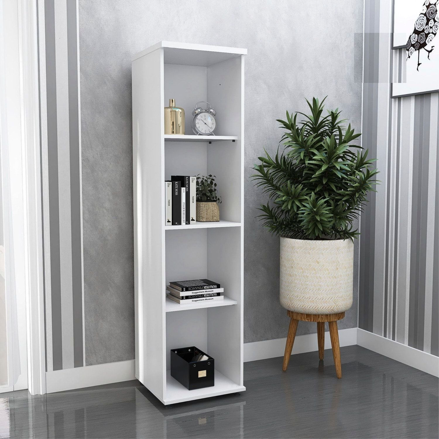 Torre Nicho Em Madeira 4 Prateleiras Sem Portas Branco