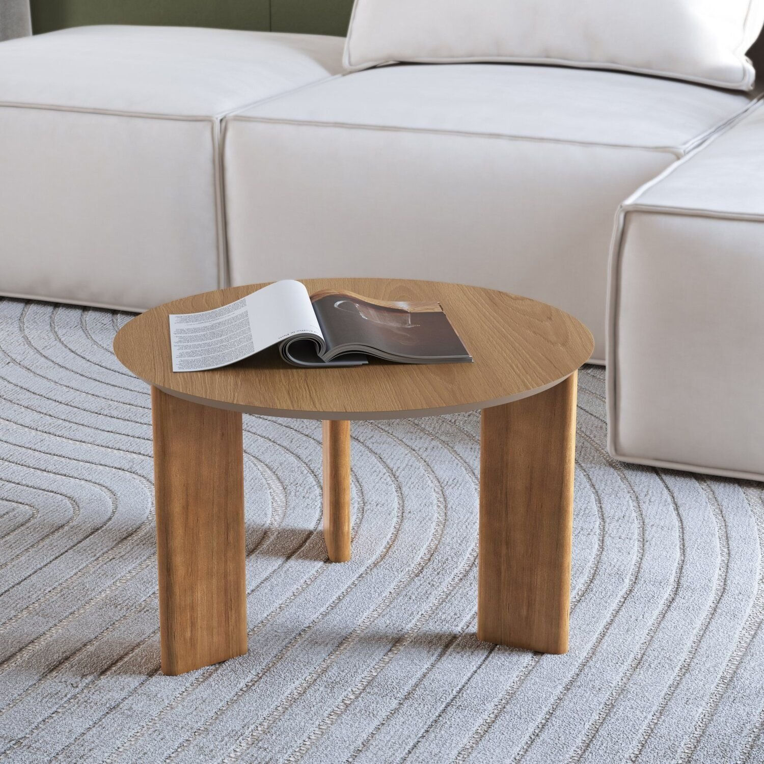 Mesa De Centro Orgânica Chanfrado Pé Madeira Complementos Hanover