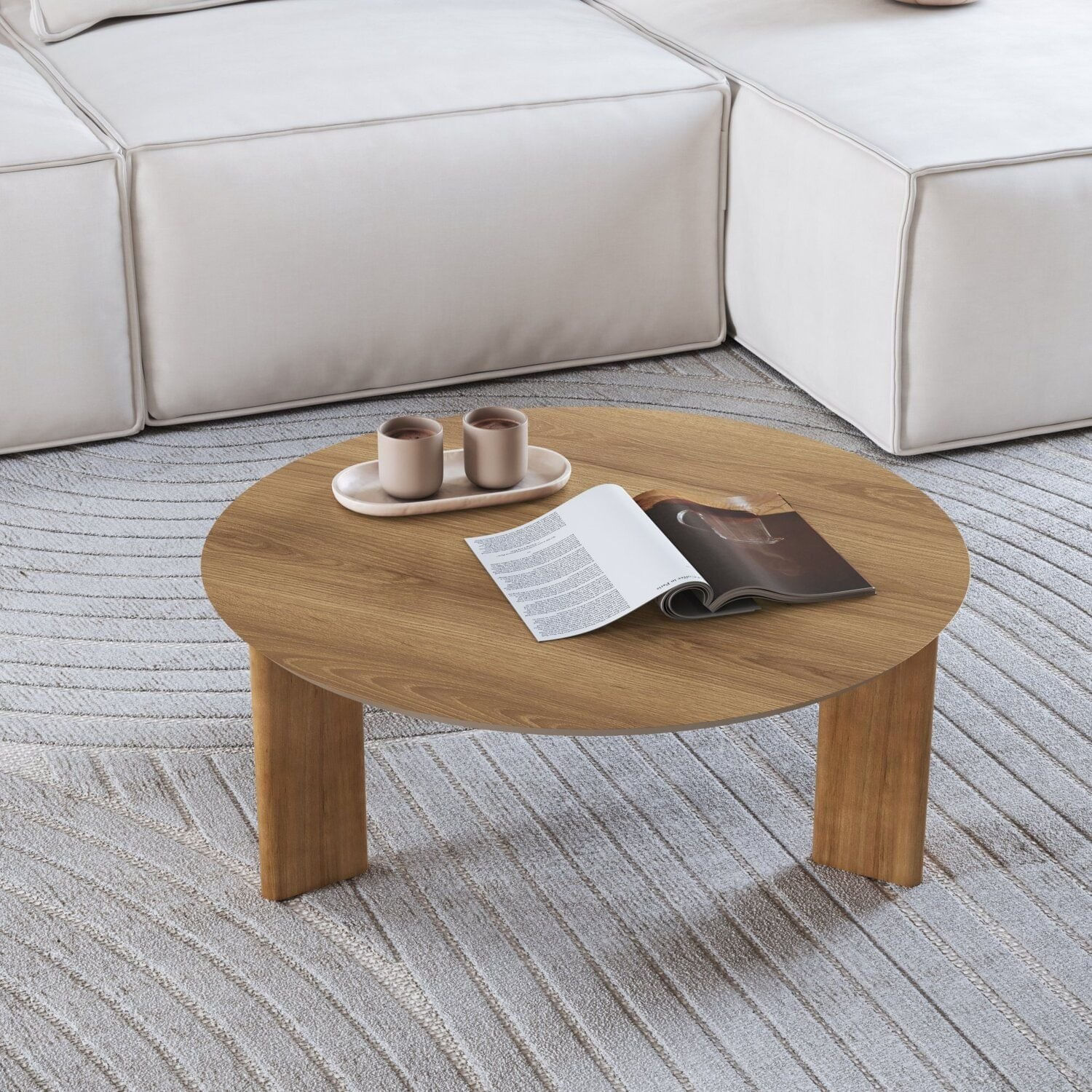 Mesa De Centro Orgânica Chanfrado Pé Madeira Complementos Hanover