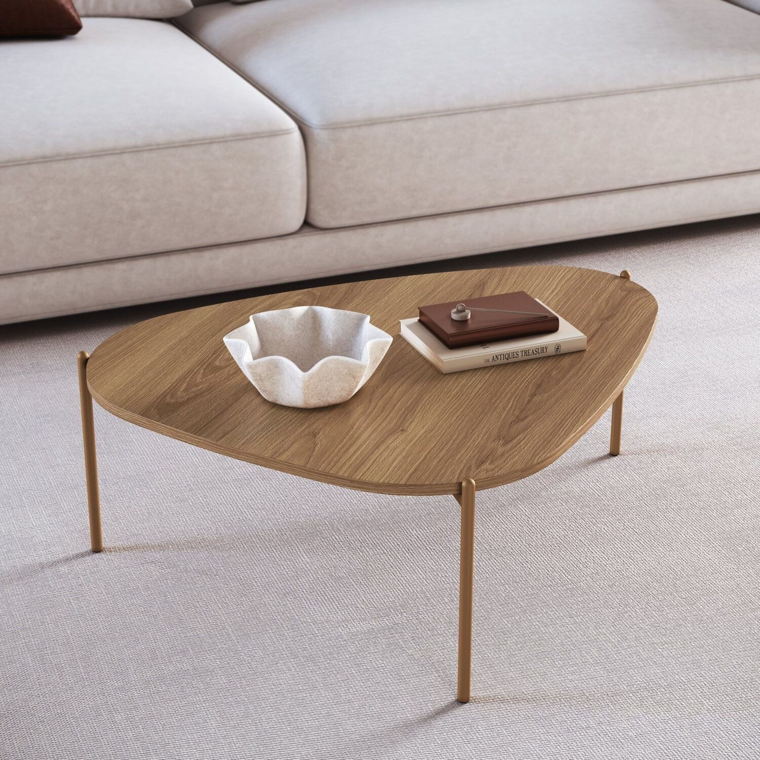 Mesa De Centro Orgânica Pé Metal Complementos Hanover/dourado