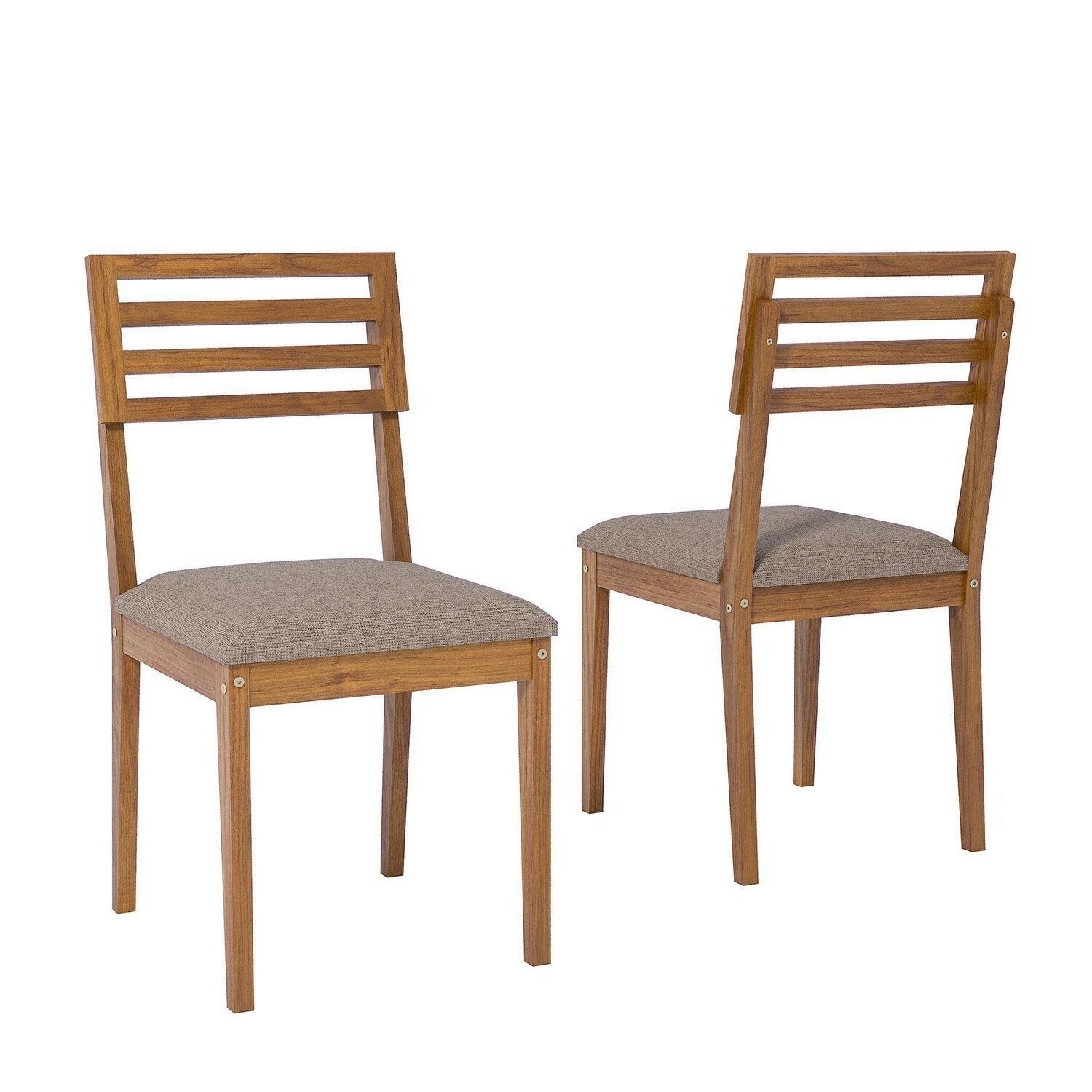 Kit 2 Cadeiras De Madeira Eucalipto Juparanã Bege