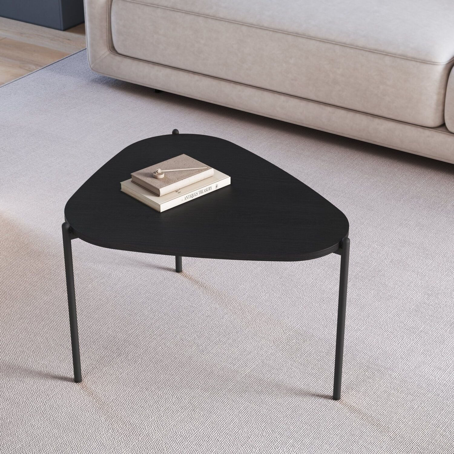 Mesa De Centro Orgânica Pé Metal Complementos Nero/preto