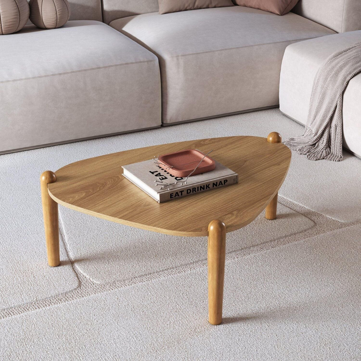 Mesa De Centro Orgânica Pé Madeira Complementos Hanover