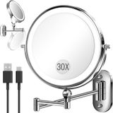 Espelho De Maquiagem Vfd 30x/1x Montado Na Parede 9" Com Luz 5000mah