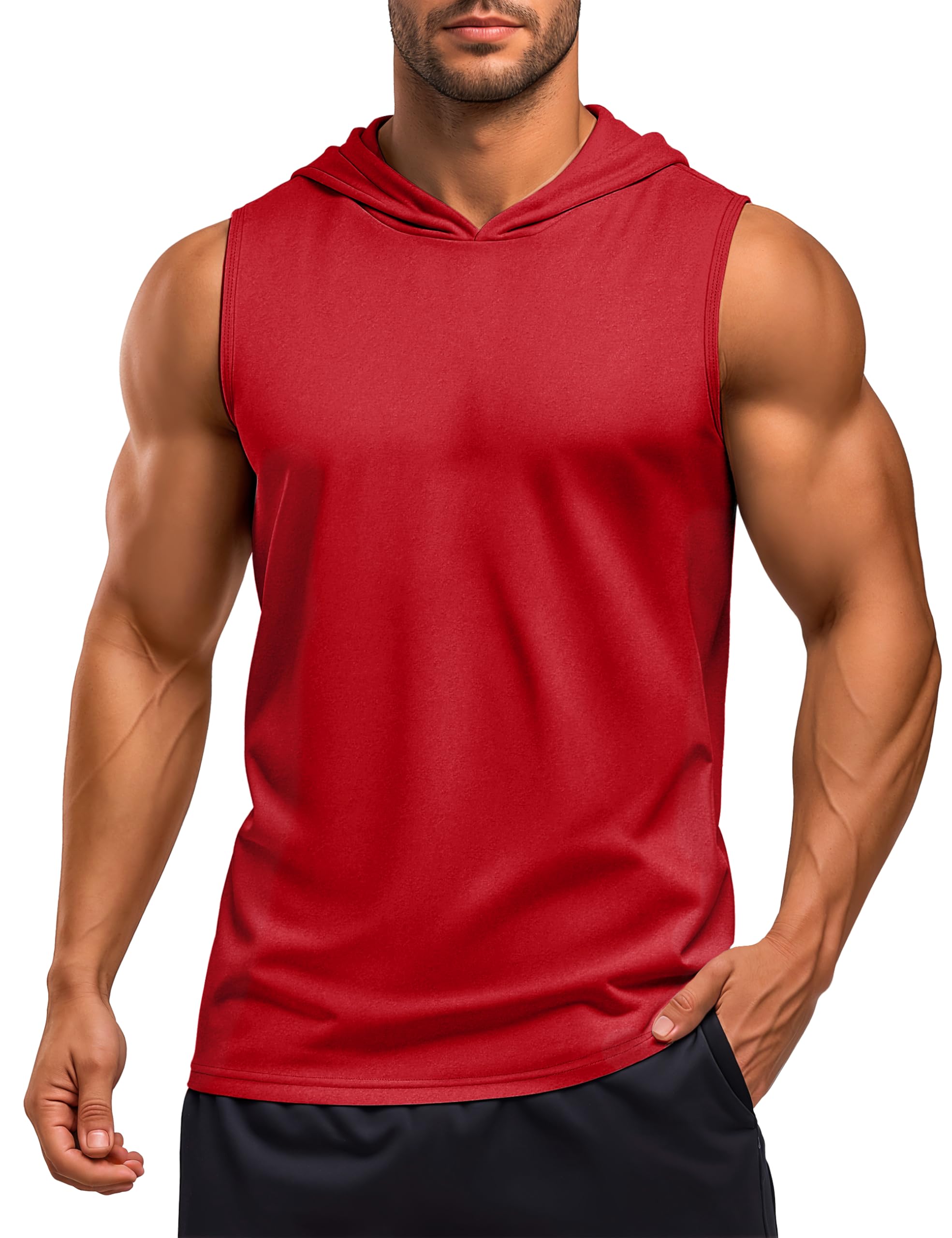 Camiseta Sem Mangas Com Capuz Magcomsen Para Homens Vermelha Tamanho S