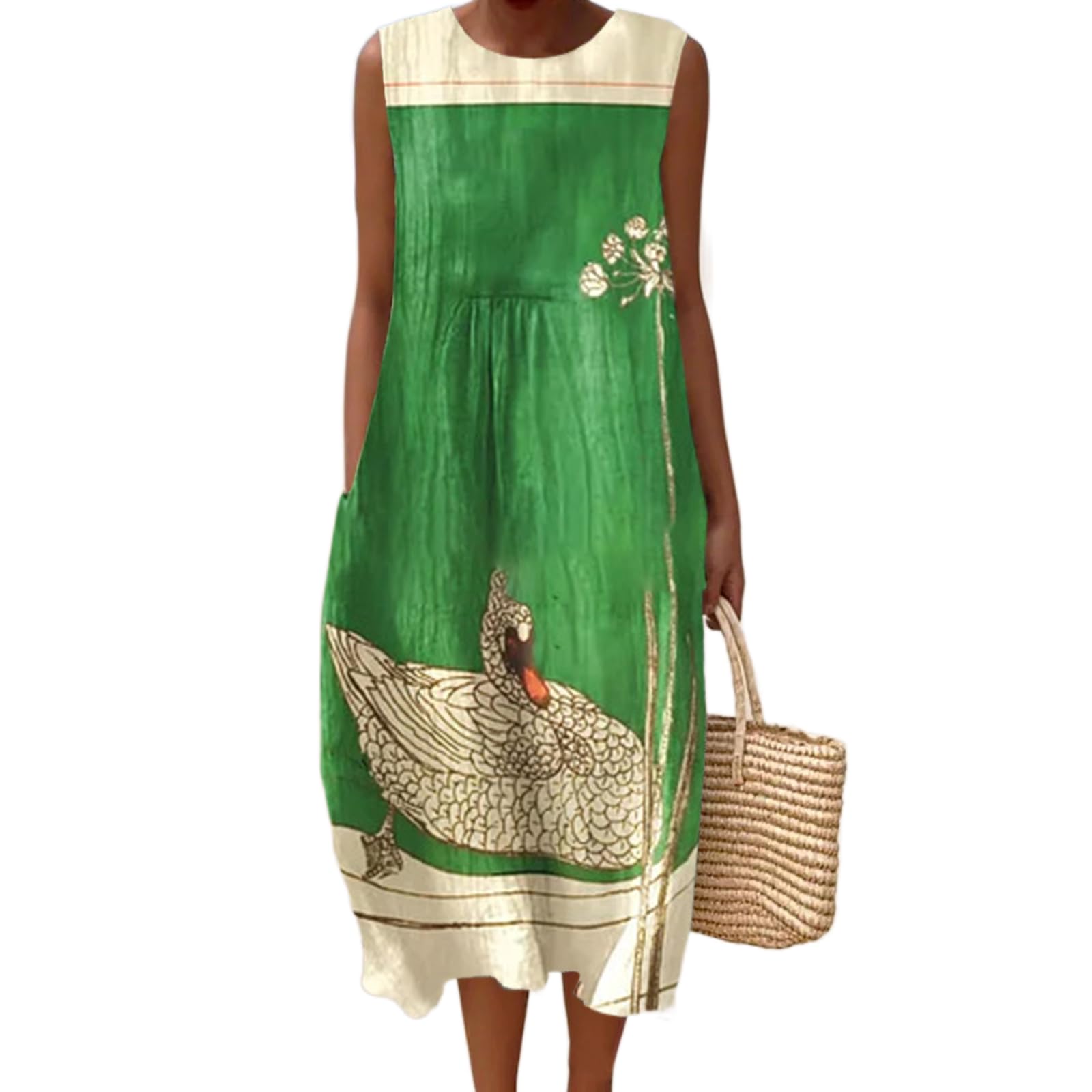 Vestido Maxi Feminino Akivide Com Estampa Floral Boho De Verão Com Bolsos