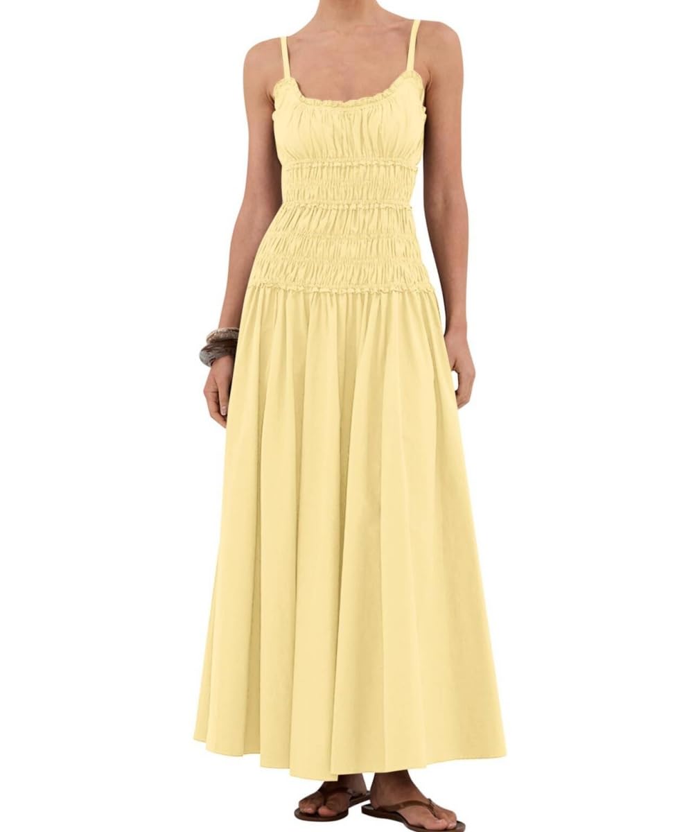 Vestido Maxi Feminino Eahusar, Sem Mangas, Decote Redondo, Com Babados