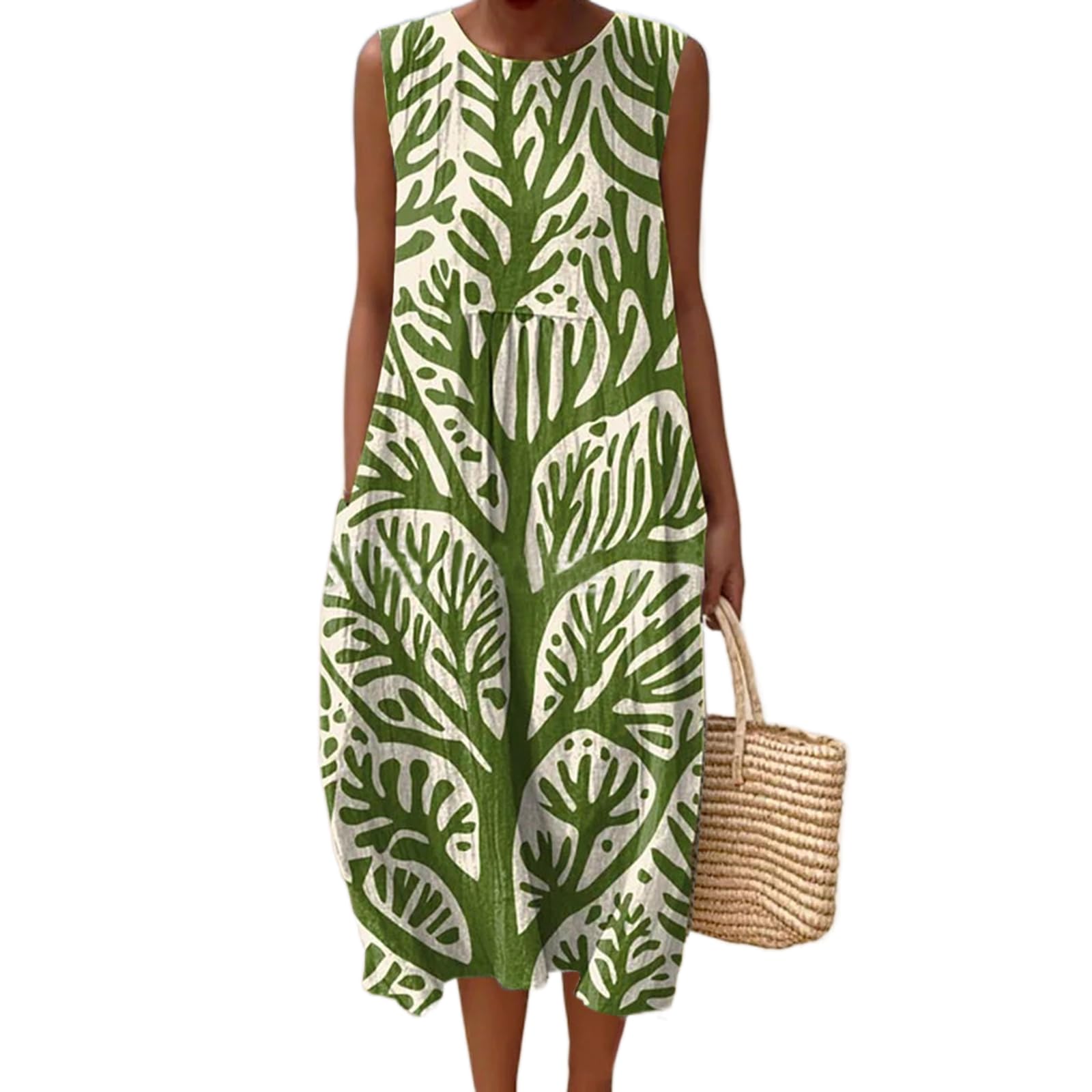 Vestido Maxi Feminino Akivide Com Estampa Floral Boho De Verão Com Bolsos