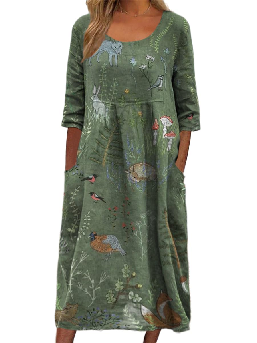 Vestido Maxi Akivide Summer Boho Floral De Manga Curta Para Mulher