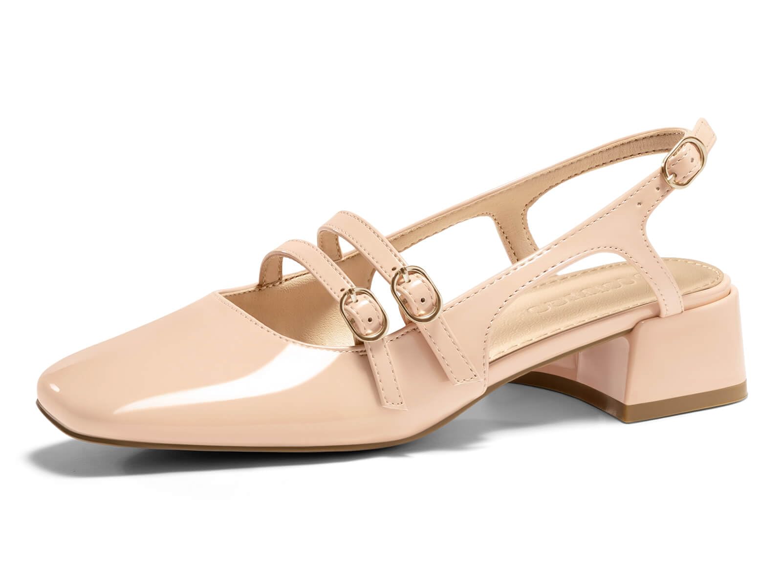 Sapatos Femininos Coutgo Mary Jane Chunky, Salto Baixo, Estilingue