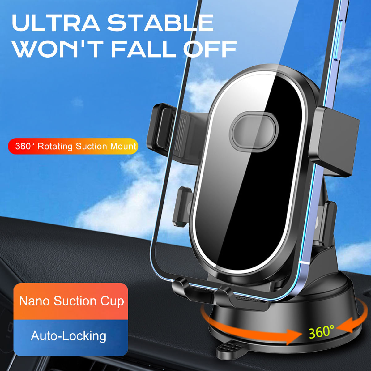 Suporte Para Telefone De Carro Espelho Giratório Extensível Chengquan