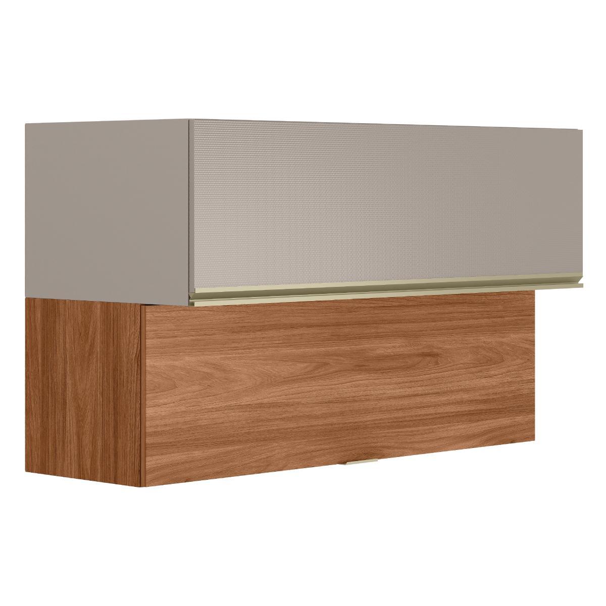 Armário Aéreo Proença 120cm 2 Portas Basculantes Mdf Nogueira Touch/nude Prime Tx - Demartêz