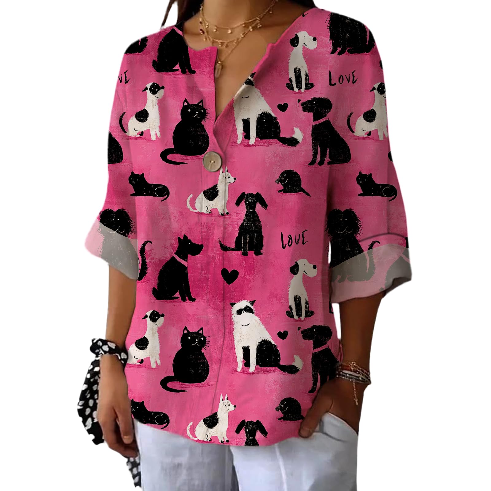 Camiseta Túnica Domirica Com Decote Em V Floral Estampada Plus Size