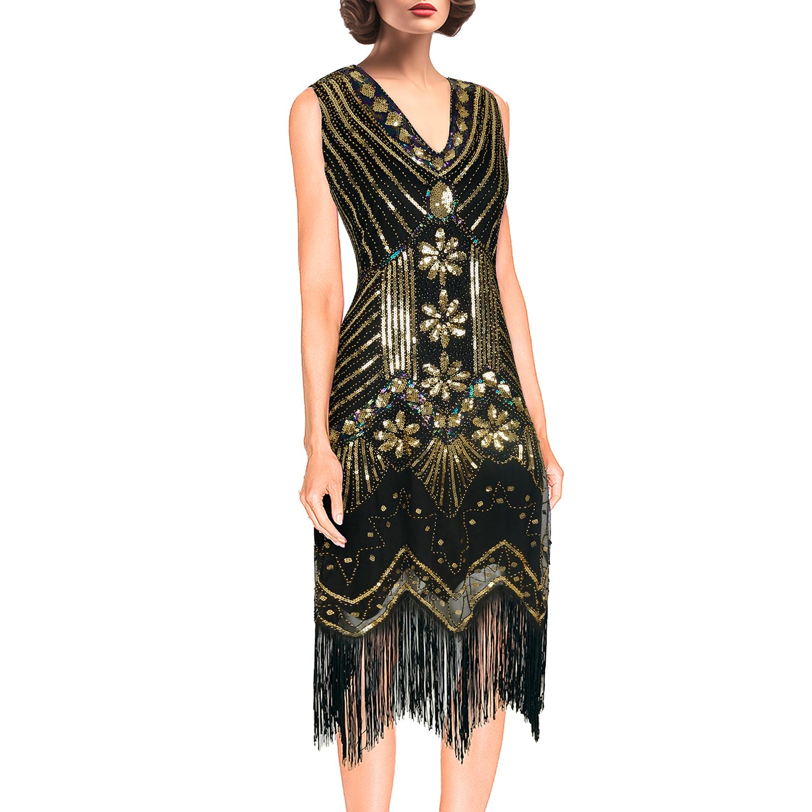 Vestido De Melindrosa Bongzuo Vintage Com Franjas De Renda Gatsby ...
