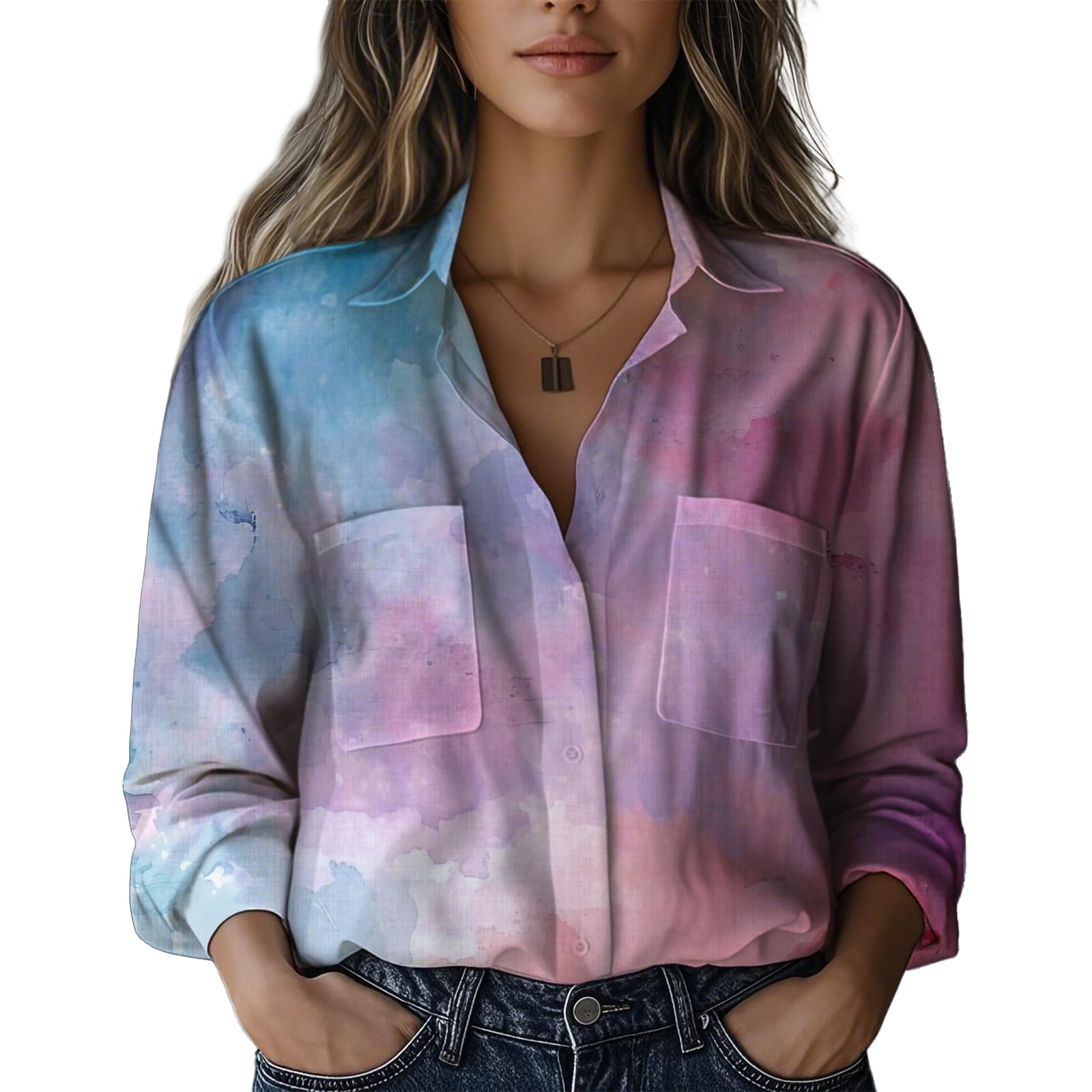 Blusa Domirica Summer Hawaiian Beach Feminina Azul-rosa L