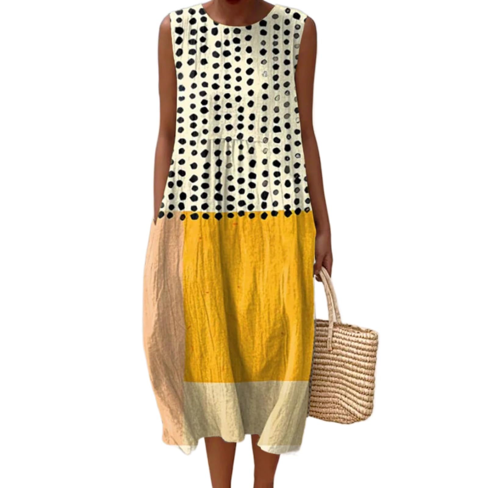 Vestido Maxi Feminino Akivide Com Estampa Floral Boho De Verão Com Bolsos