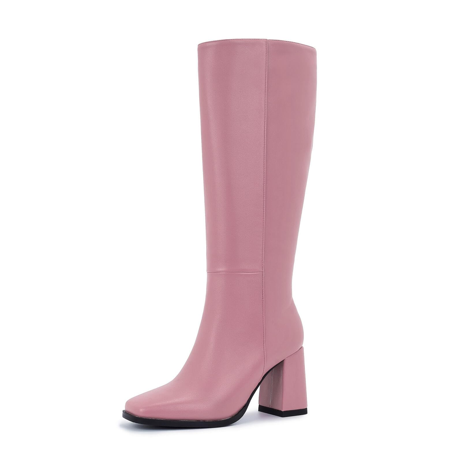 Botas De Cano Alto Aizhenzm Rosa De Couro Sintético Para Mulheres, Tamanho 9 De Largura