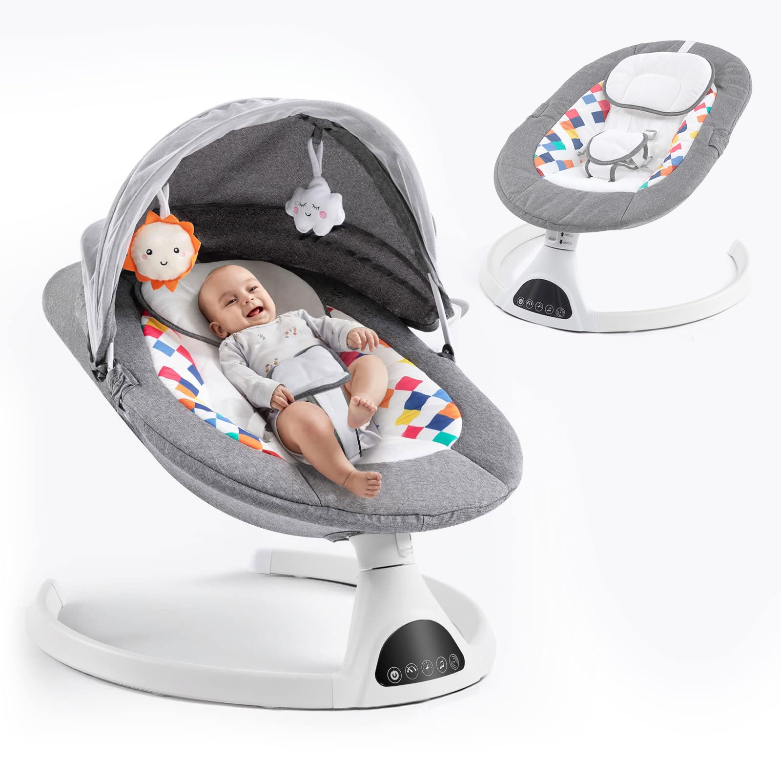 Bouncer Elétrico Baby Swing Soobaby Com Bluetooth E Controle Remoto