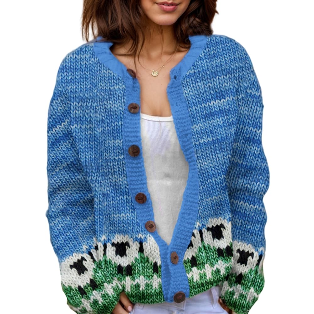 Suéter De Malha Feminino Akivide Com Estampa Floral De Outono