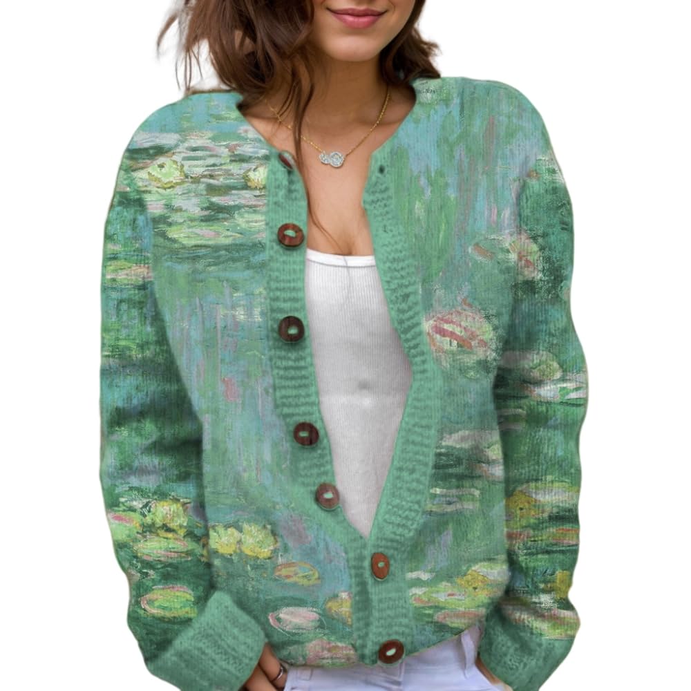 Suéter De Malha Feminino Akivide Com Estampa Floral De Outono