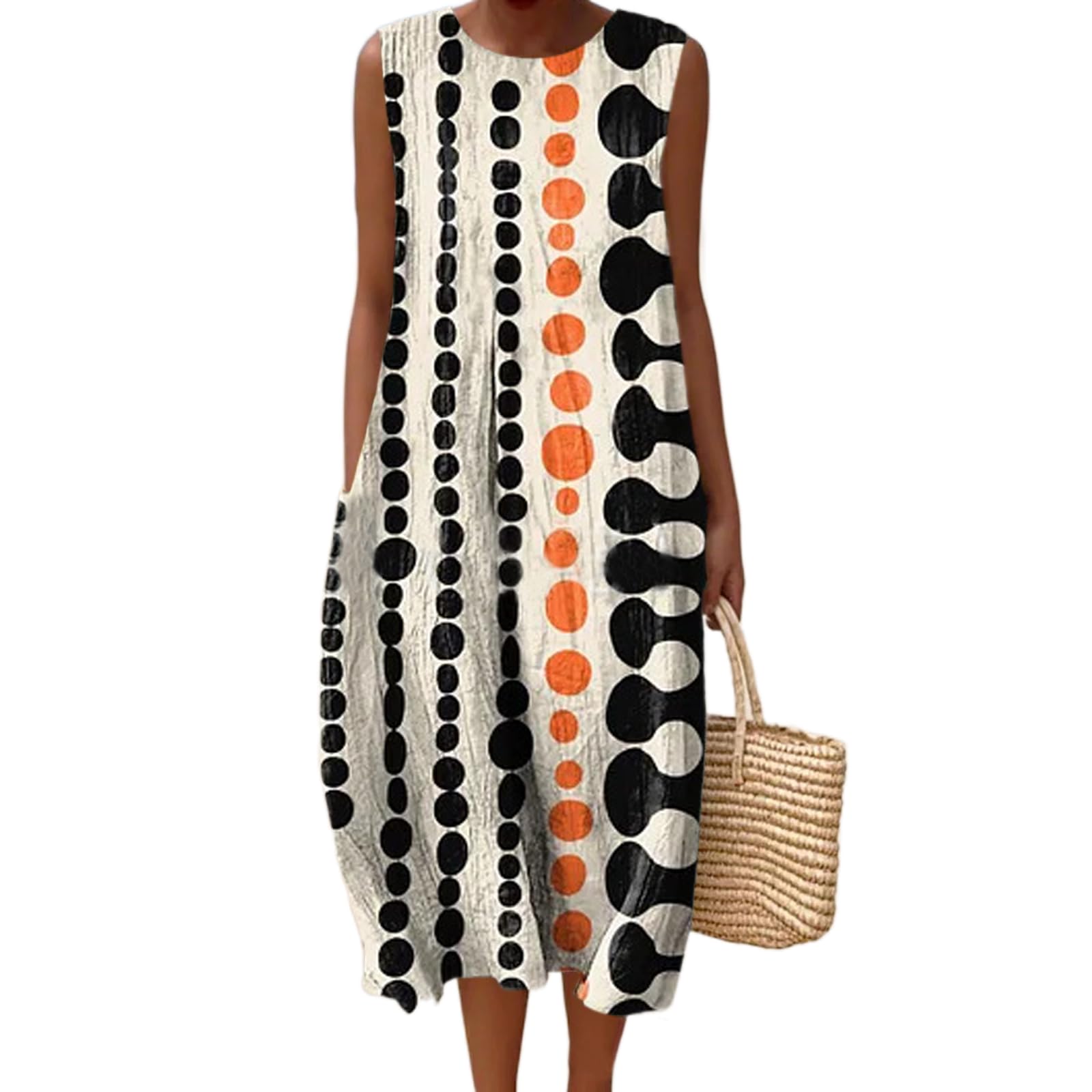 Vestido Maxi Feminino Akivide Com Estampa Floral Boho De Verão Com Bolsos