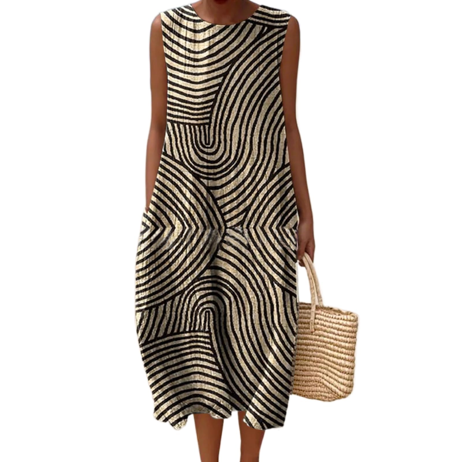 Vestido Maxi Feminino Akivide Com Estampa Floral Boho De Verão Com Bolsos