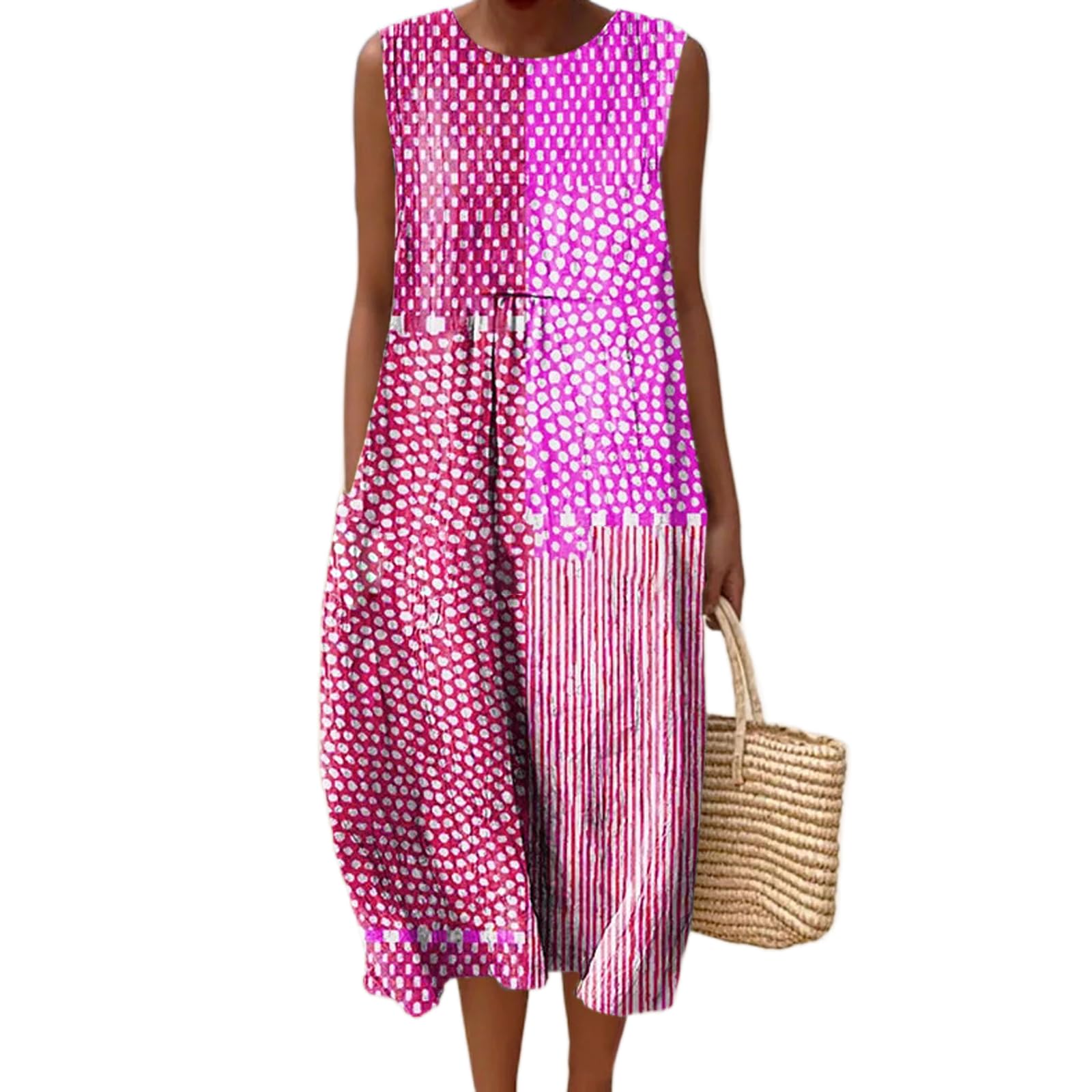 Vestido Maxi Feminino Akivide Com Estampa Floral Boho De Verão Com Bolsos