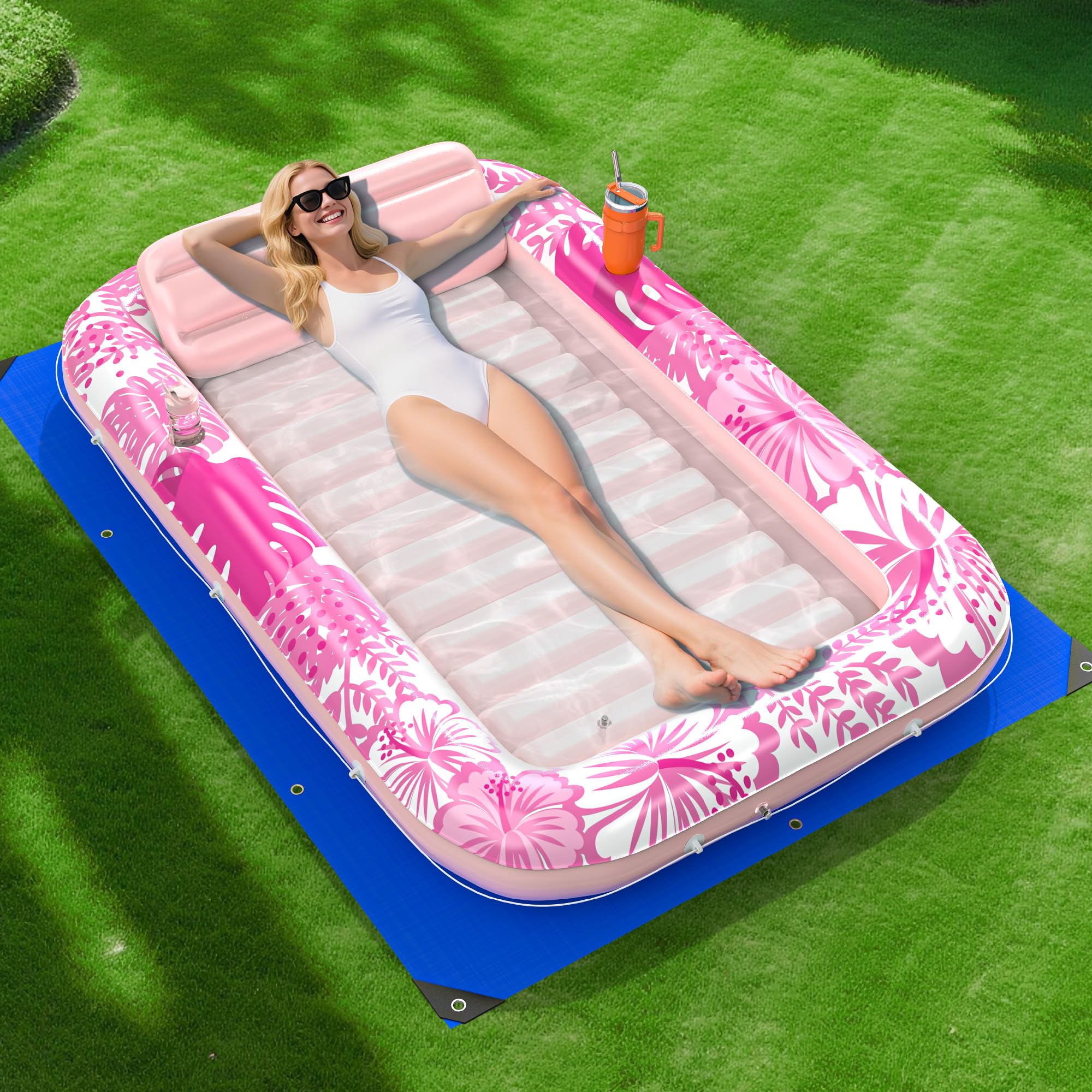 Espreguiçadeira De Bronzeamento Inflável Float Poolacc 6 Em 1 Rosa