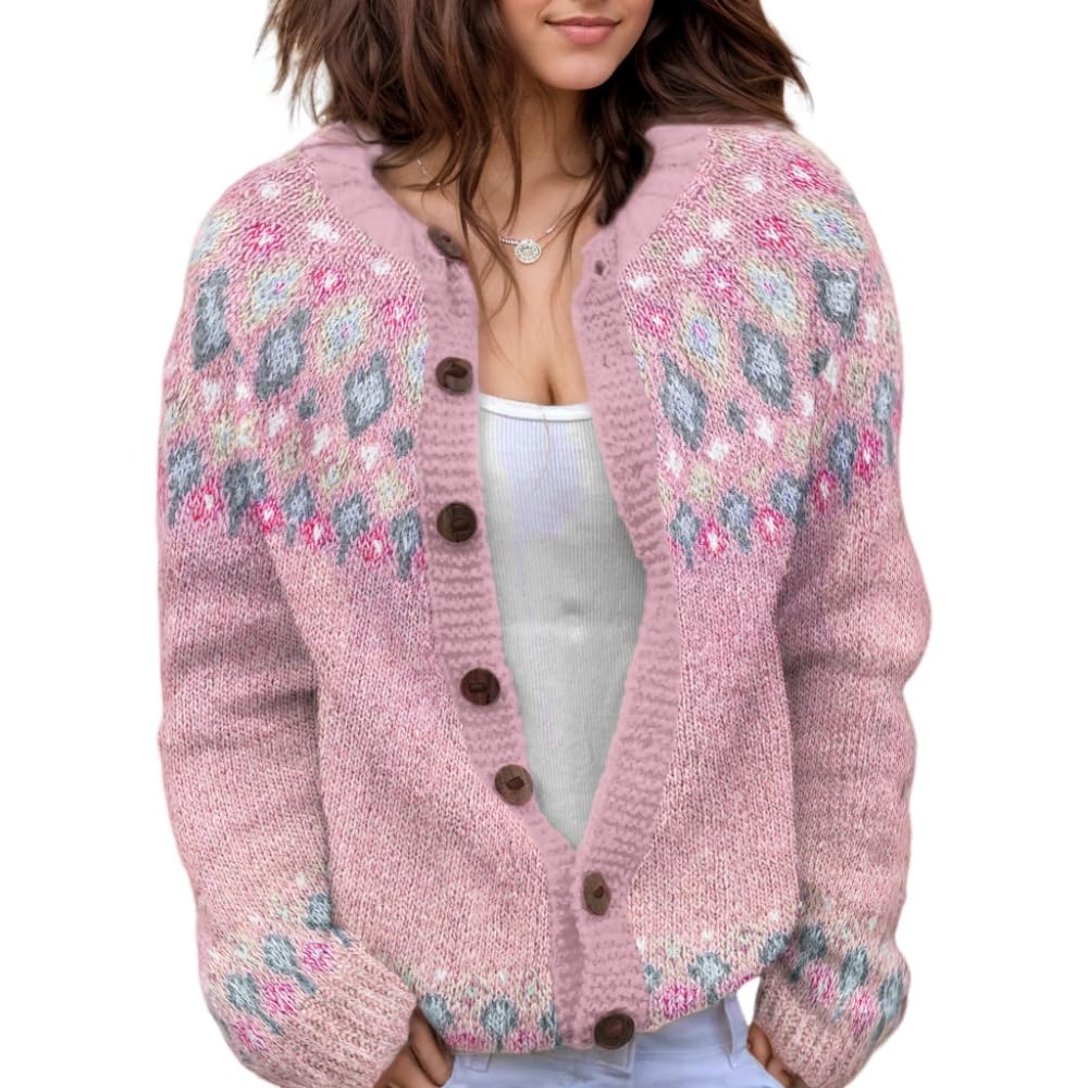 Suéter De Malha Feminino Akivide Com Estampa Floral De Outono