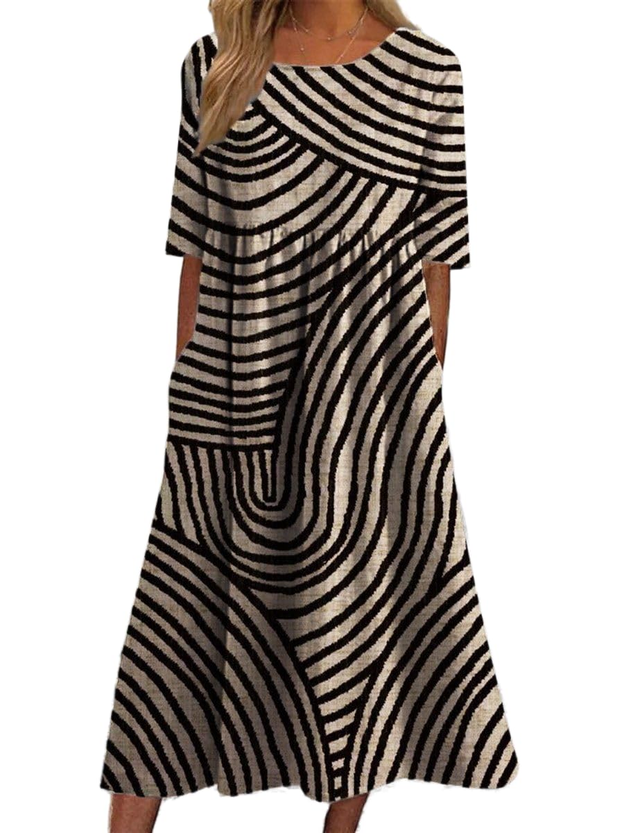 Vestido Maxi Akivide Summer Boho Floral De Manga Curta Para Mulher