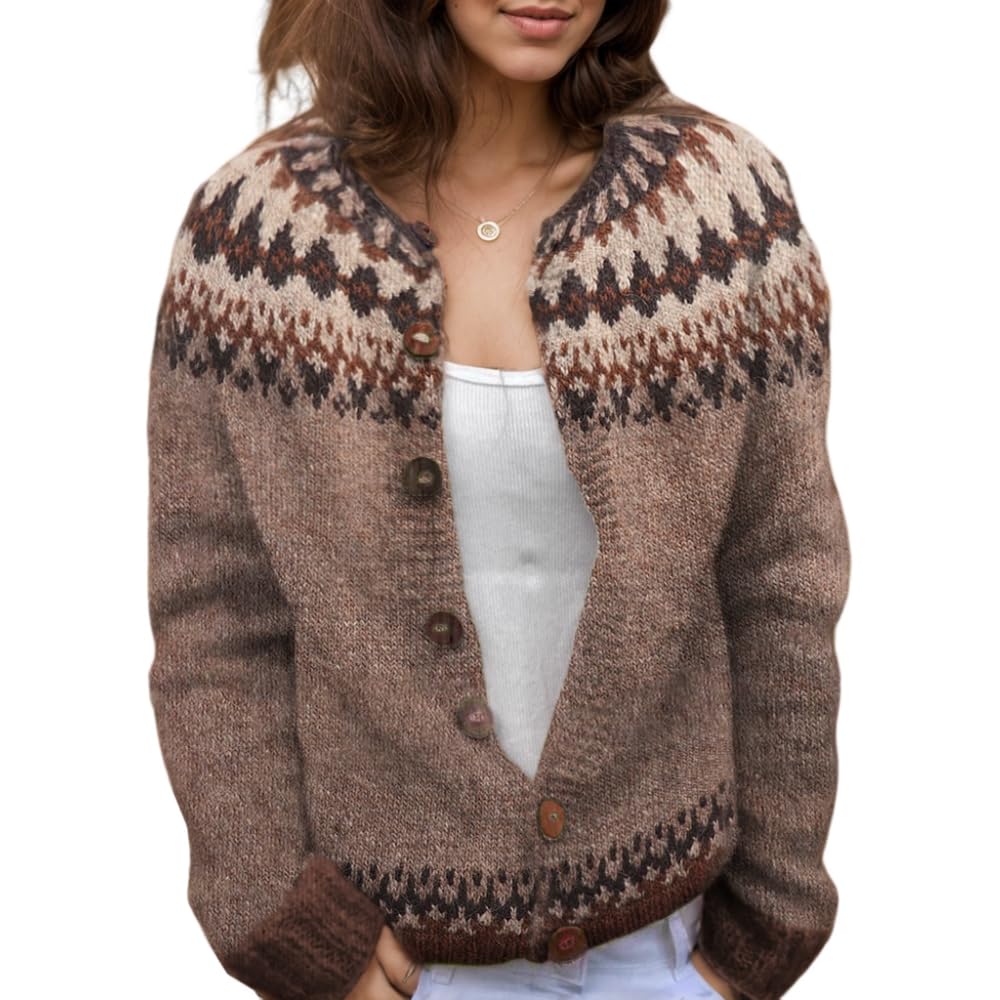 Suéter De Cardigã Akivide Feminino Com Estampa Floral, Tricotado, Outono