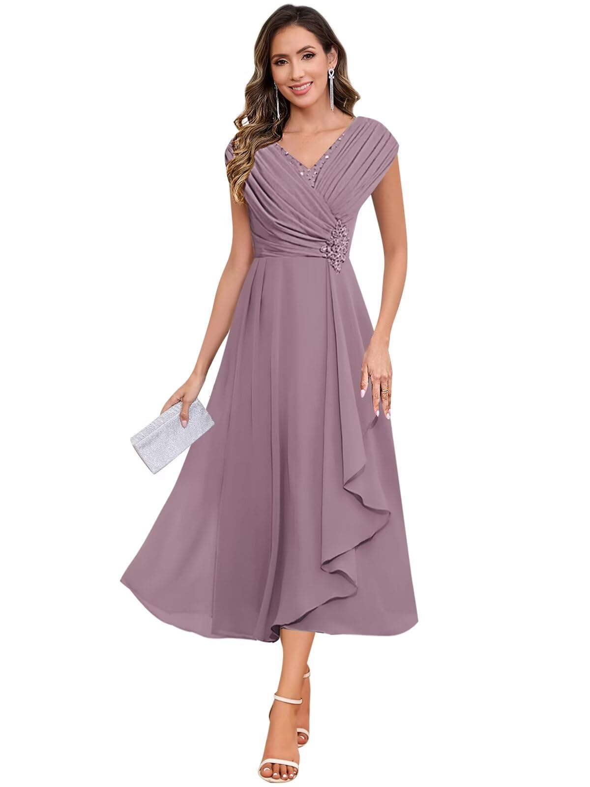 Vestido Cdssl Wisteria Mother Of The Bride A Line Tea Length