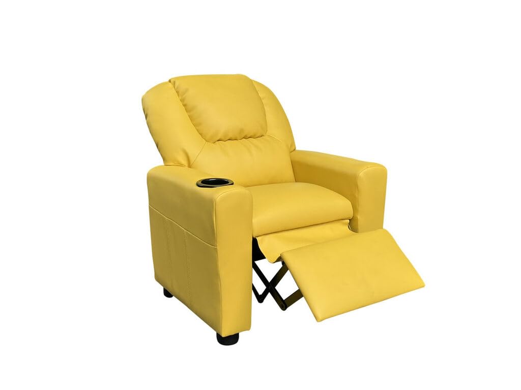 Cadeira Reclinável Lilola Home Marisa Yellow Pu Leather Kids