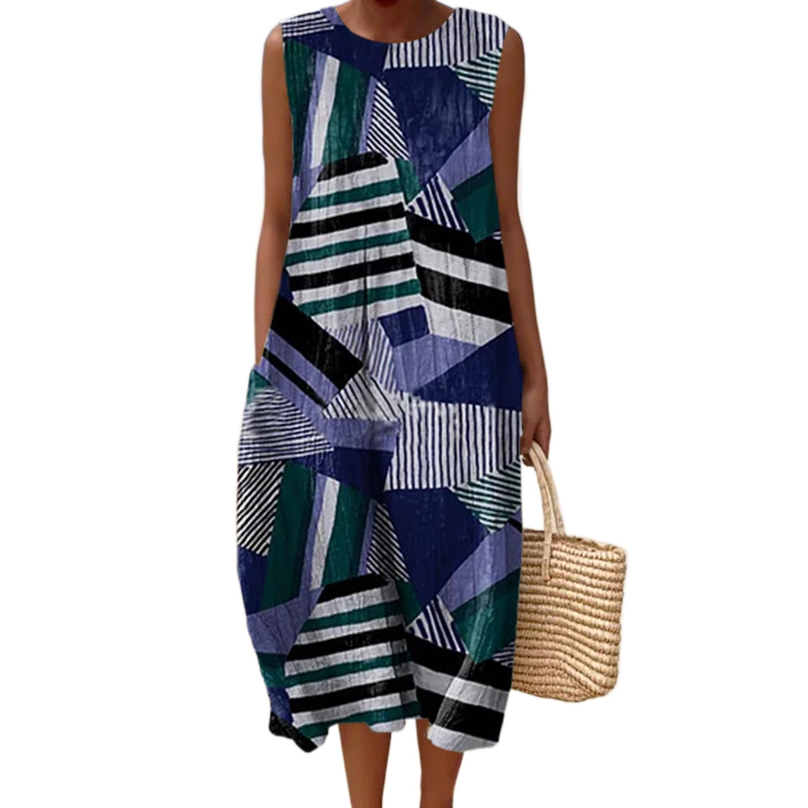 Vestido Maxi Feminino Akivide Com Estampa Floral Boho De Verão Com Bolsos