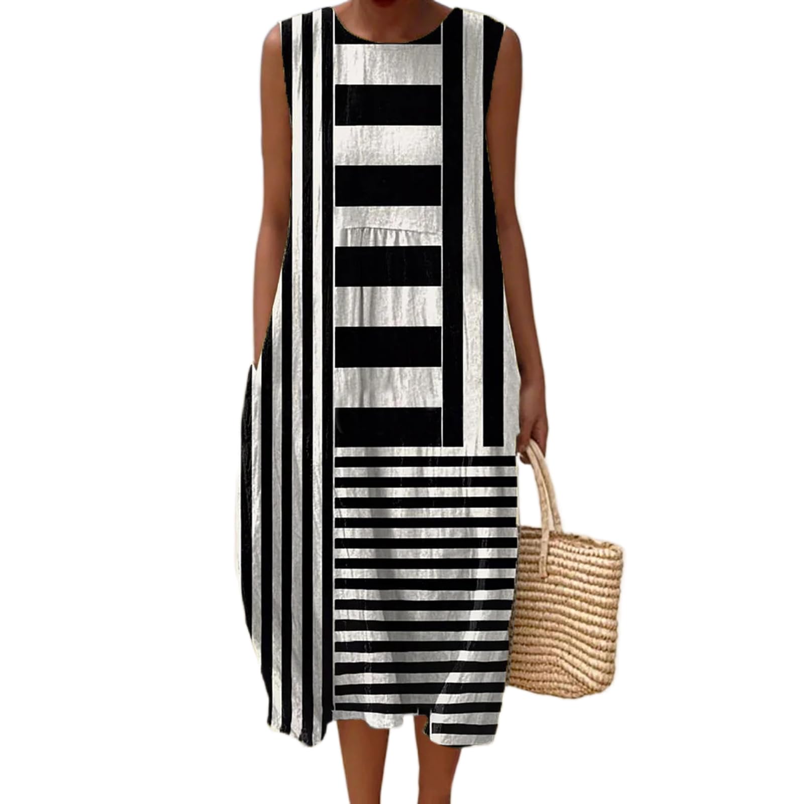 Vestido Maxi Feminino Akivide Com Estampa Floral Boho De Verão Com Bolsos