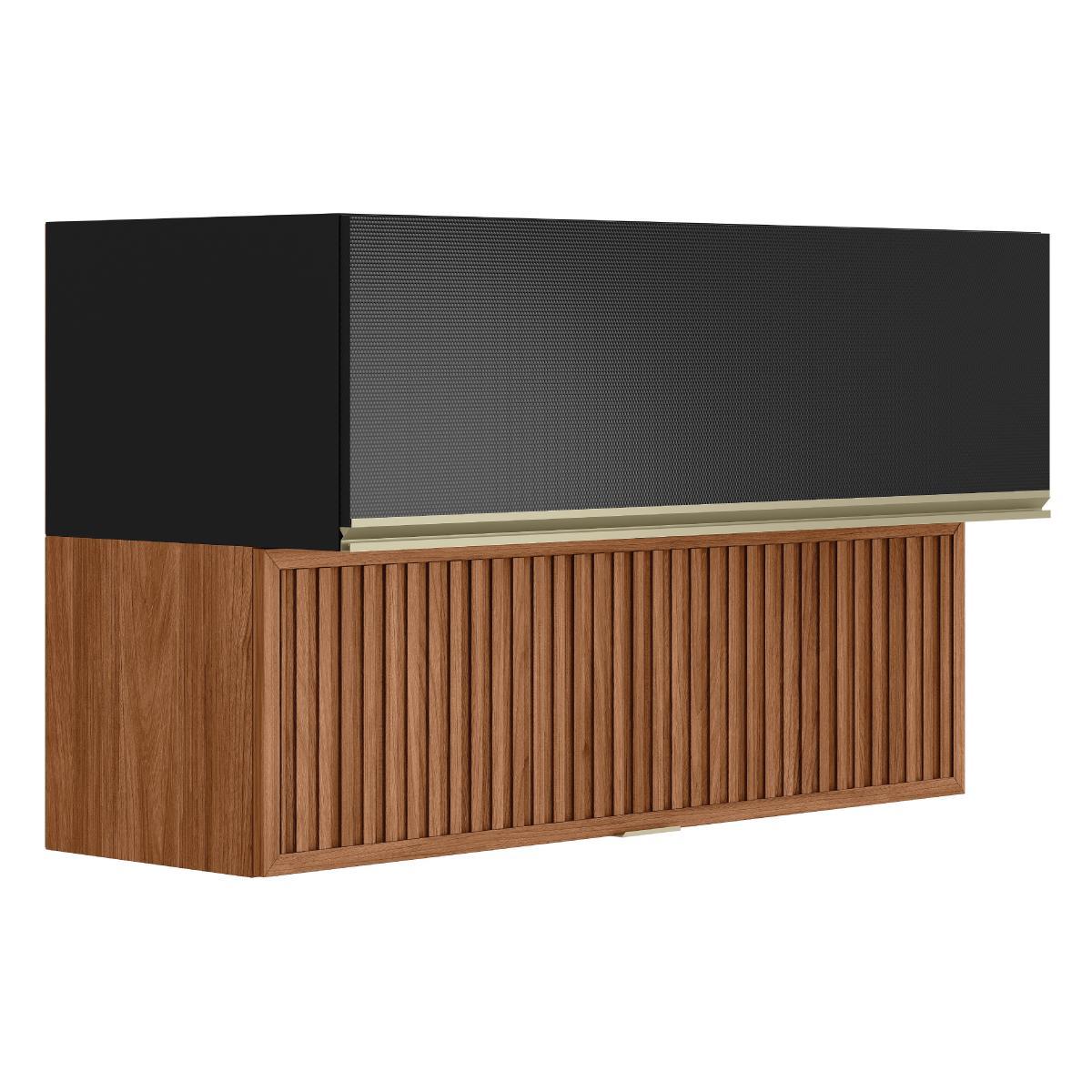 Armário Aéreo Proença 120cm Basculante 1 Porta Mdf E 1 Porta Ripada Nogueira Touch/carbono Prime Tx - Demartêz