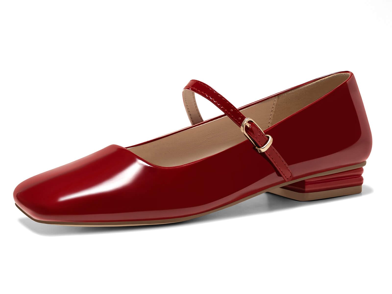 Sapatos Coutgo Mary Jane Flats Para Mulheres Vermelhos Tamanho 9,5