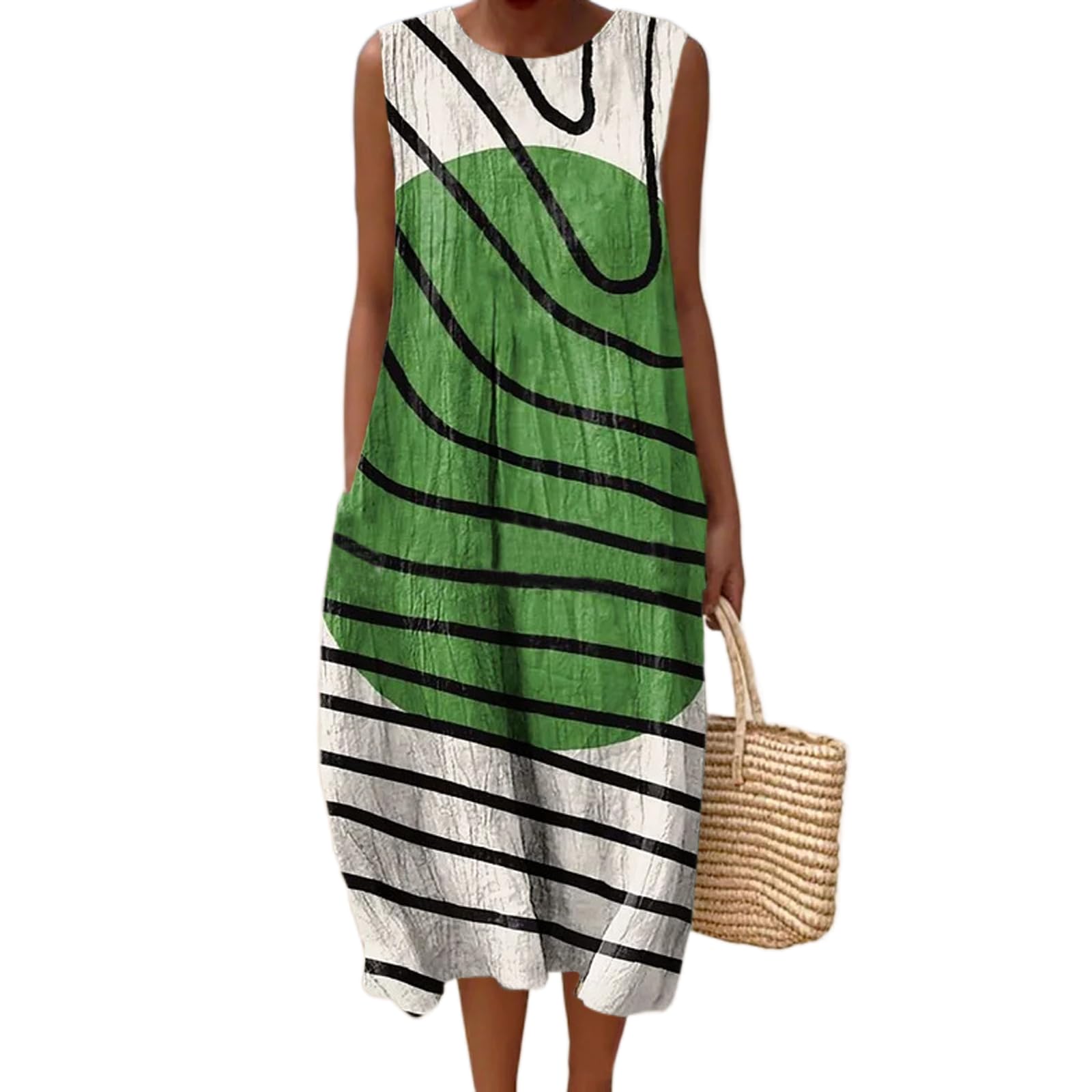 Vestido Maxi Feminino Akivide Com Estampa Floral Boho De Verão Com Bolsos