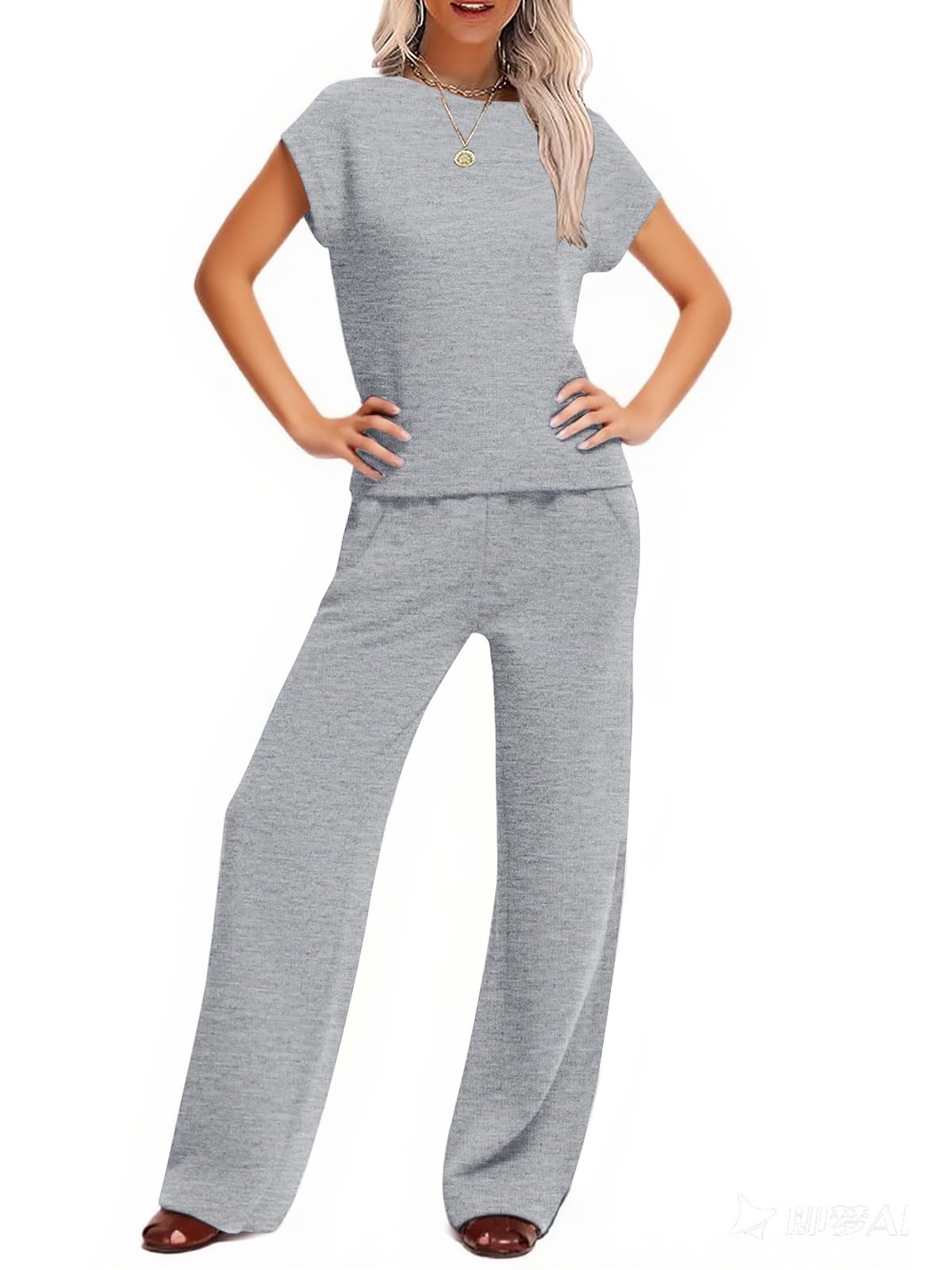 Conjunto De Lounge De 2 Peças Cocomarts Feminino De Manga Curta De Verão