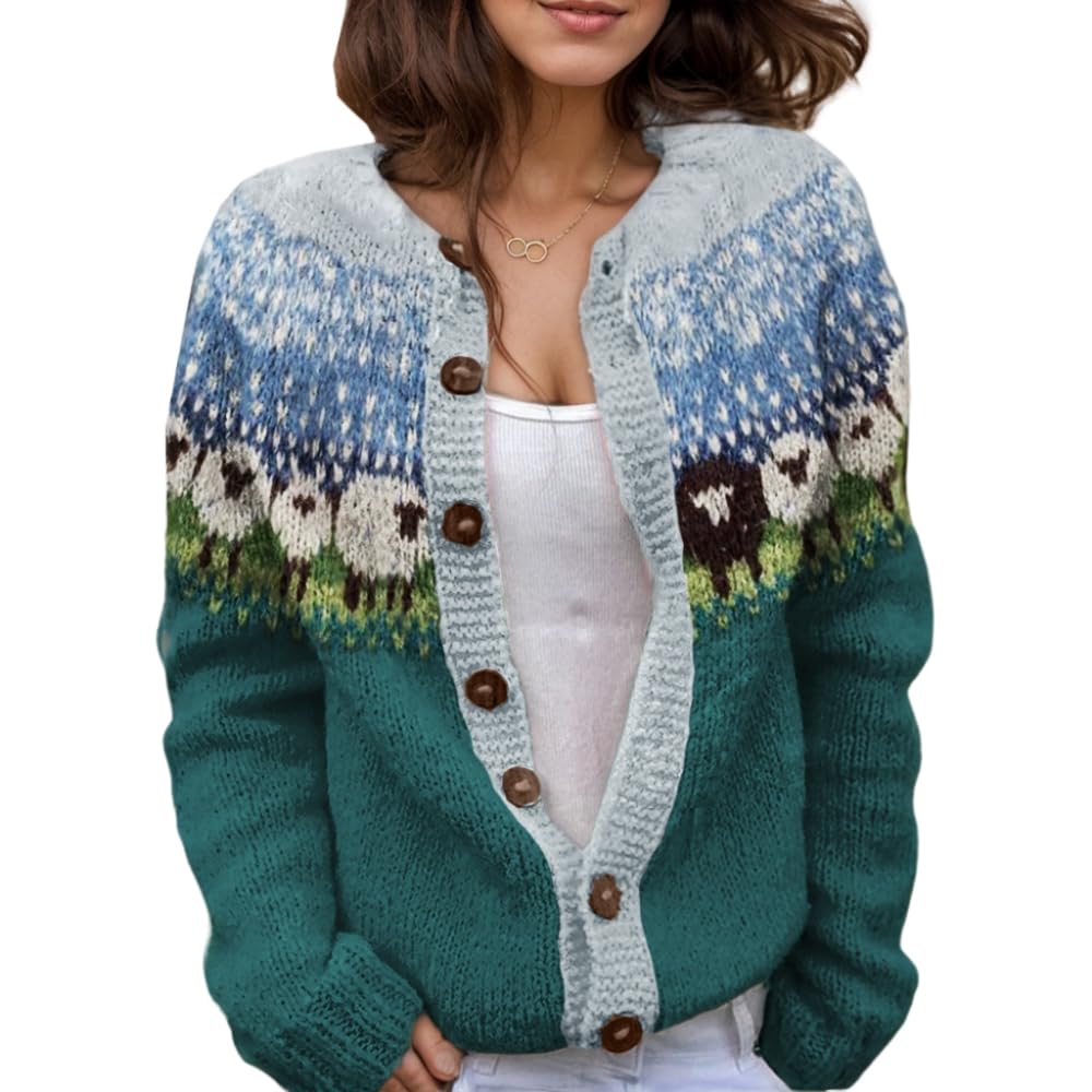 Suéter De Malha Feminino Akivide Com Estampa Floral De Outono