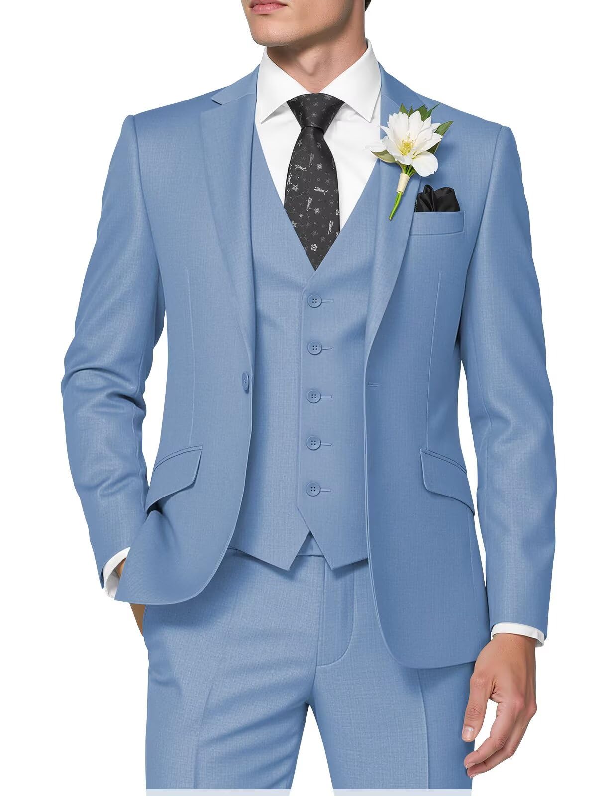 Suit Huutoe Dusty Blue Para Homens. Elegant Wedding Slim Fit Gg