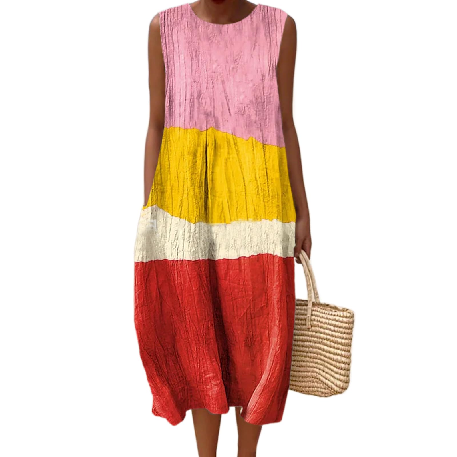 Vestido Maxi Feminino Akivide Com Estampa Floral Boho De Verão Com Bolsos