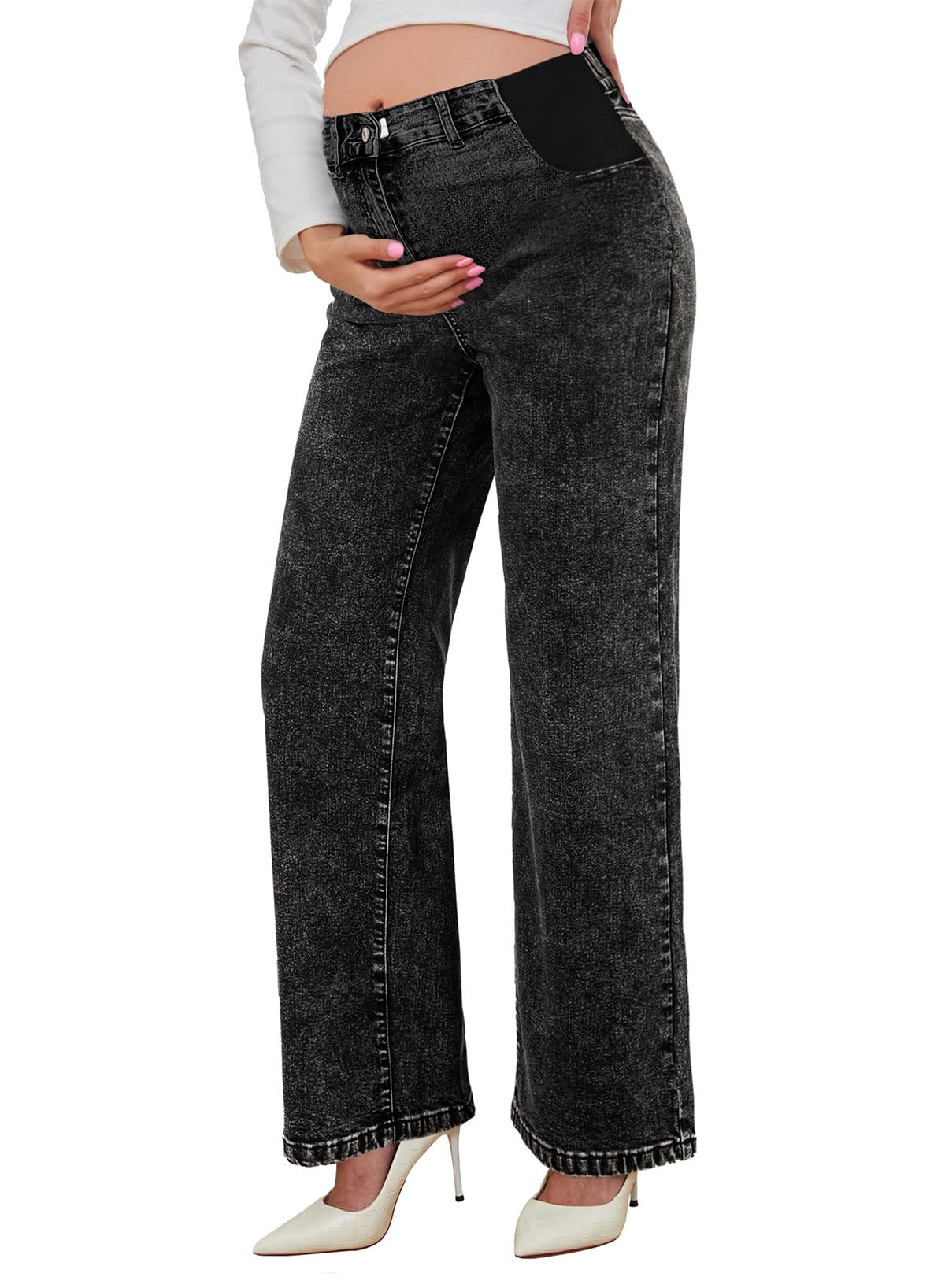Jeans Para Grávidas Blencot Pregnancy Wide Leg Black Xxl
