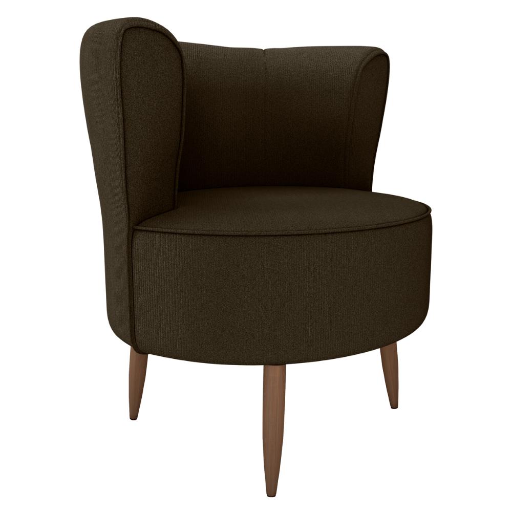 Poltrona Decorativa Pes Palito Savana Veludo Light Marrom Milani Store