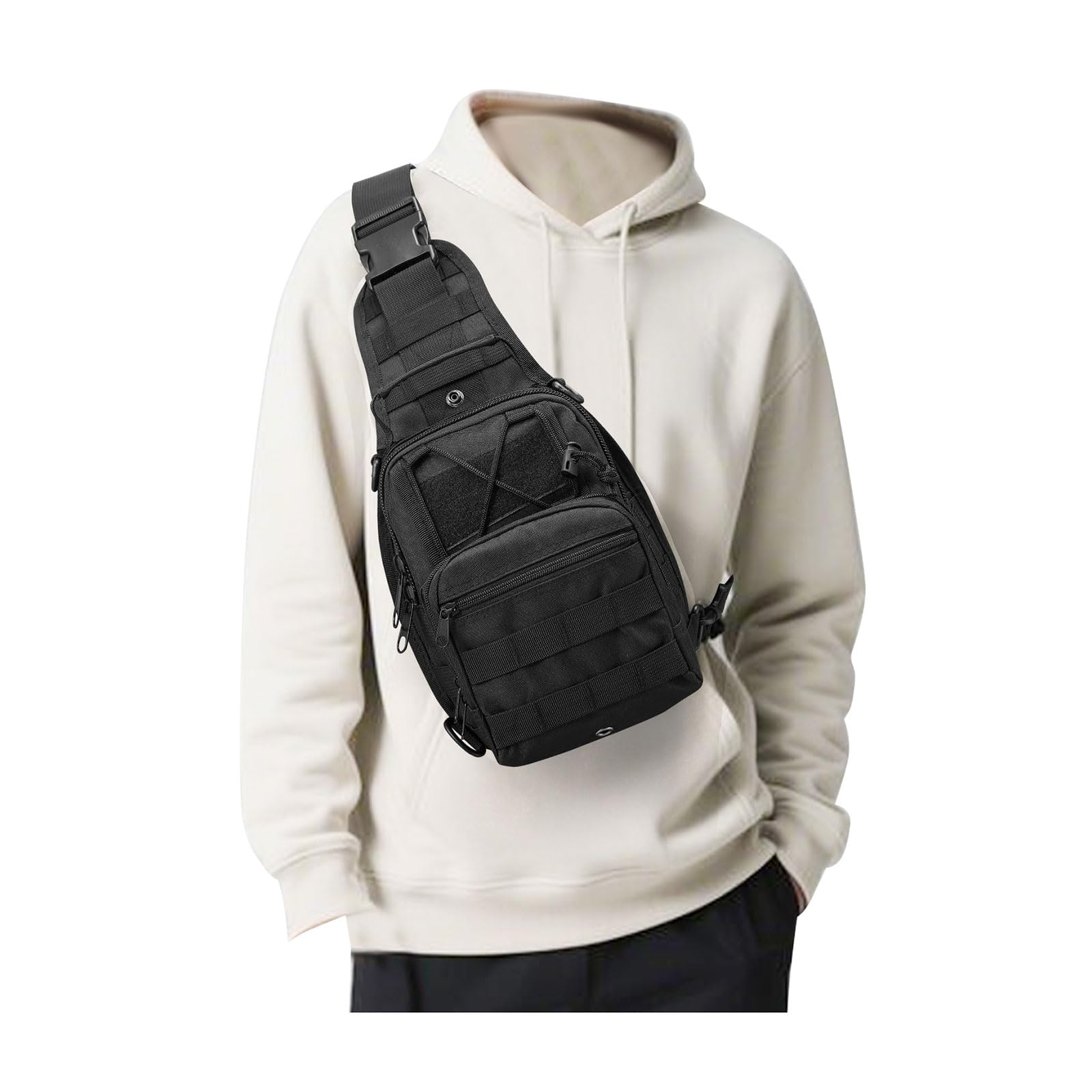 Mochila Sling Bag Seafew Pequena Preta Impermeável Para Homens